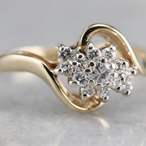 Diamond Cluster Ring, Diamond Bypass Ring, Anniversary Ring, Right Hand Ring, Statement Ring R22J8UFT
