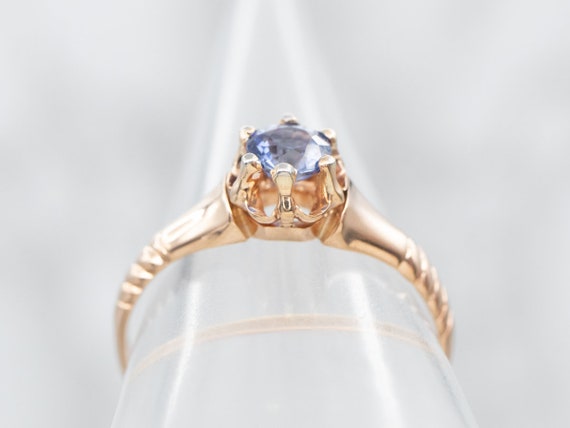 Rose Gold Sapphire Solitaire Engagement Ring, Ros… - image 3
