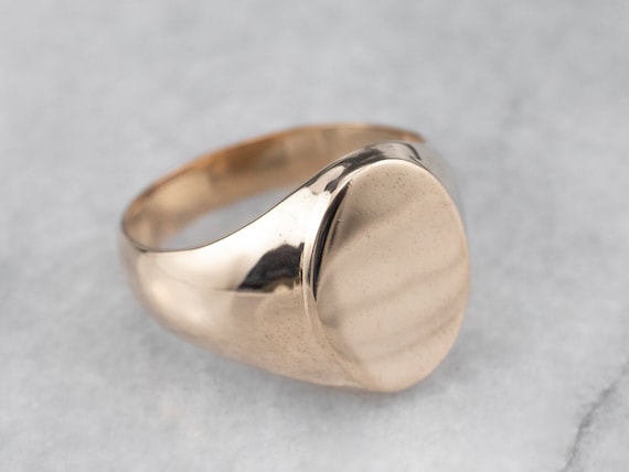 Unisex Plain Gold Signet Ring, Oval Signet Ring, … - image 1