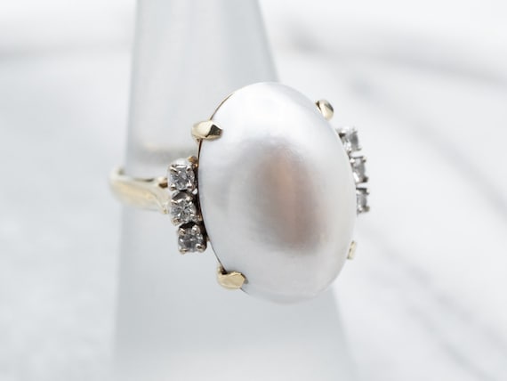 Vintage Mabe Pearl Cocktail Ring, Mabe Pearl Diam… - image 3