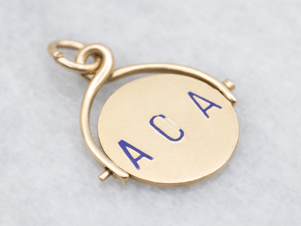 Aloha Spinning Disc Gold Pendant, Gold Pendant, Hidden
