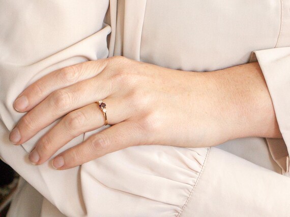 14K Yellow Gold Ruby and Diamond Ring, July Birth… - image 4