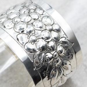 Sterling Silver Wide Dogwood Flower Cuff Bracelet, Sterling Silver Cuff Bracelet, Cuff Bracelet, Cuff, Floral Bracelet, Wide Cuff A62900