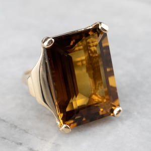 Smoky Quartz Gold Ring, Smokey Quartz Cocktail Ring, Statement Ring, Right Hand Ring, 6E9C7KX9