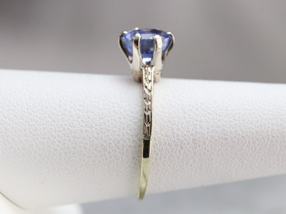 Etched Sapphire Solitaire Ring, Sapphire Engageme… - image 8