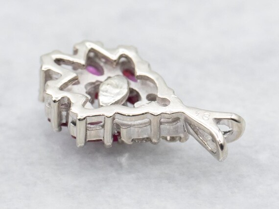 14K Yellow Gold Ruby and Diamond Cluster Pendant - image 2