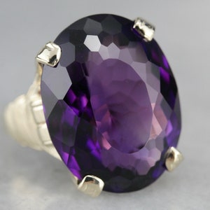 Vintage Amethyst Cocktail Ring, Yellow Gold Amethyst Ring, February Birthstone, Birthstone Jewelry 3ZAH48W9