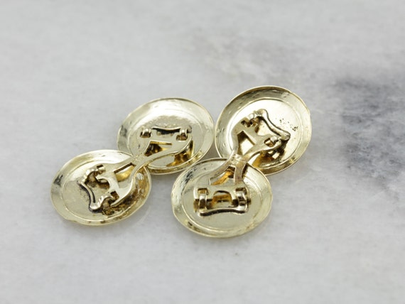 Late Art Deco Etched Cufflinks in Yellow Gold, Fa… - image 4