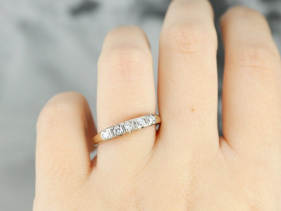 Vintage Two Tone Diamond Band, Glittering Diamond… - image 9