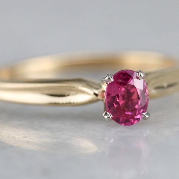 Pink Sapphire Engagement Ring, Yellow Gold Sapphire Ring, Sapphire Solitaire Ring, Right Hand Ring, Anniversary Gift R3J0EQ4Z