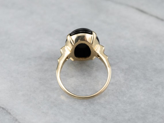 Black Onyx Diamond Yellow Gold Ring, Onyx Stateme… - image 5