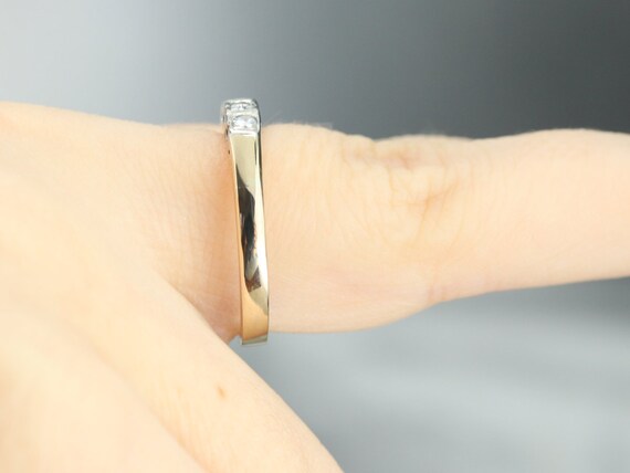 Vintage Two Tone Diamond Band, Glittering Diamond… - image 10