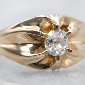 Old Mine Cut Diamond Ring, Antique Diamond Ring, Belcher Set Diamond, Solitaire Engagement Ring A24128