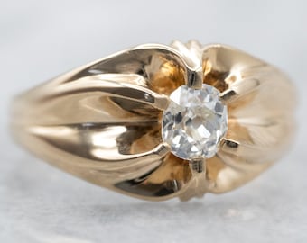 Antique Old Mine Cut Diamond 14K Gold Solitaire Ring