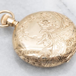 Floral Engraved Elgin 1894 Gold Hunters Case Pocket Watch, Antique Gold Pocket Watch, Victorian Pocket Watch, Watch Collector, Unisex A67793