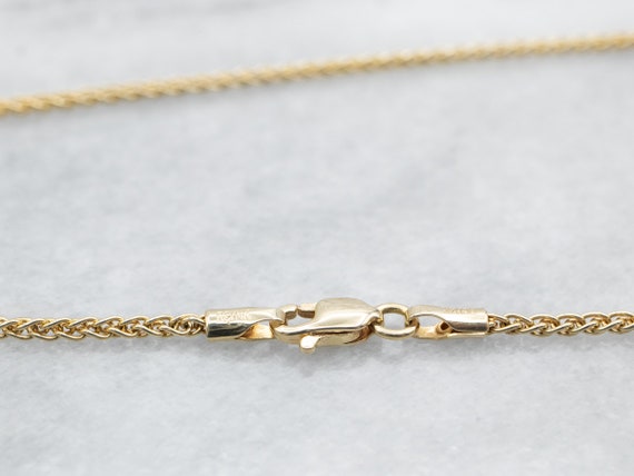Vintage Gold Wheat Chain Necklace, 14K Gold Chain… - image 2