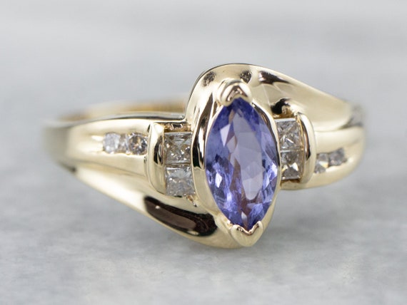 Marquise Tanzanite and Diamond Ring, Tanzanite St… - image 2