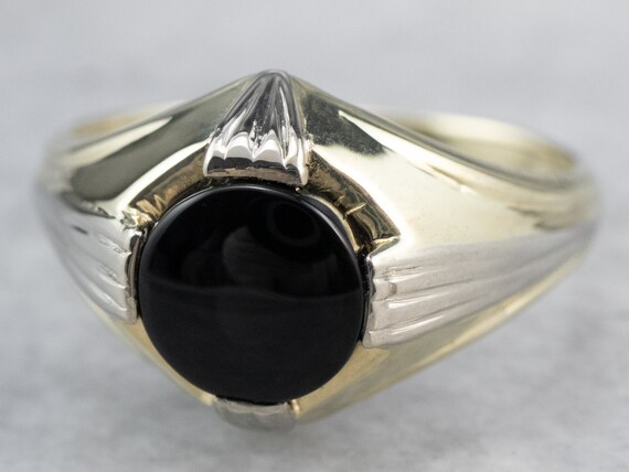 Black Onyx Ring 10k White Gold Gem