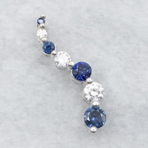 Modern Sapphire and Diamond Pendant, Modern Gold Sapphire Pendant, White Gold Sapphire Necklace, Bridal Jewelry, Anniversary Gift A29286