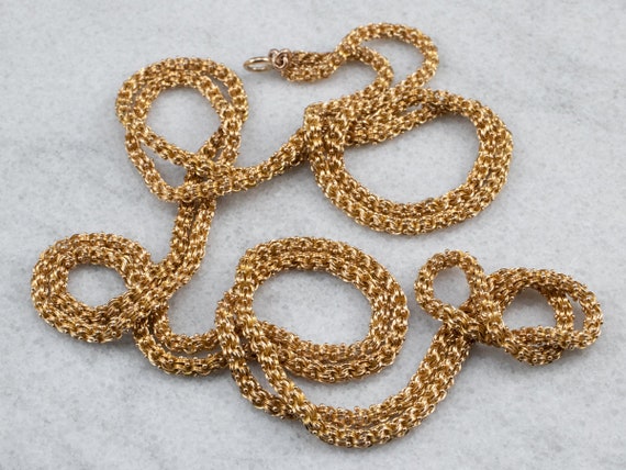 Antique Gold Fancy Chain, 14K Gold Chain, Long Ch… - image 2