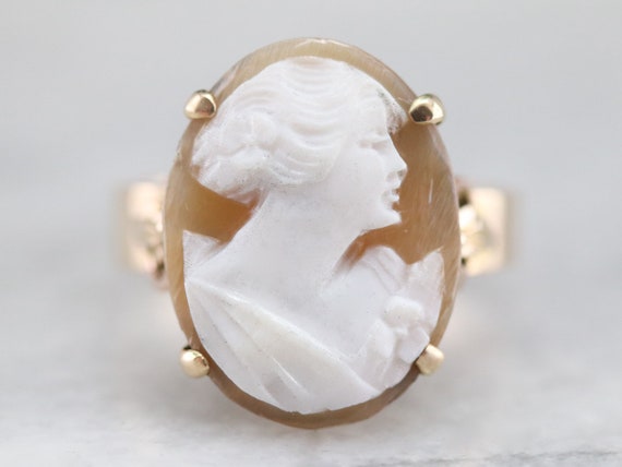 Botanical Cameo Ring, Vintage Cameo Ring, Yellow … - image 2