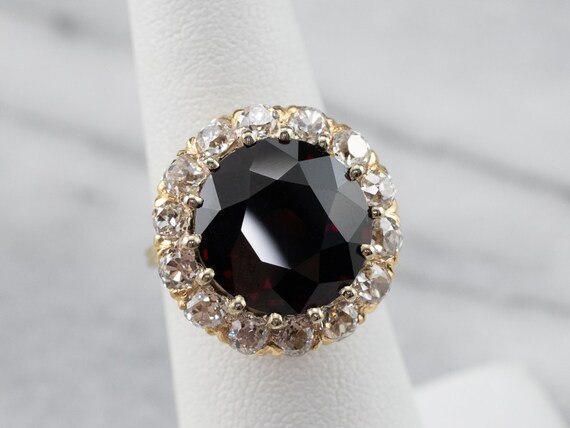 14K Gold Garnet Diamond Statement Ring, 9.40 Carat - image 7