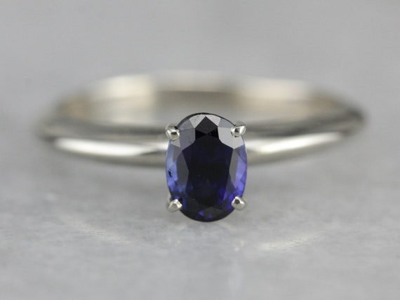 Sapphire Solitaire Engagement Ring, Sapphire and … - image 2