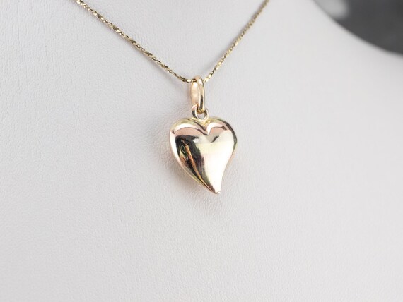 Striped Gold Heart Pendant, Puff Heart Charm, Rom… - image 8