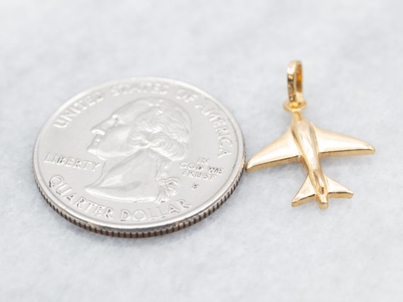 Yellow Gold Airplane Pendant, Airplane Charm, Uni… - image 4