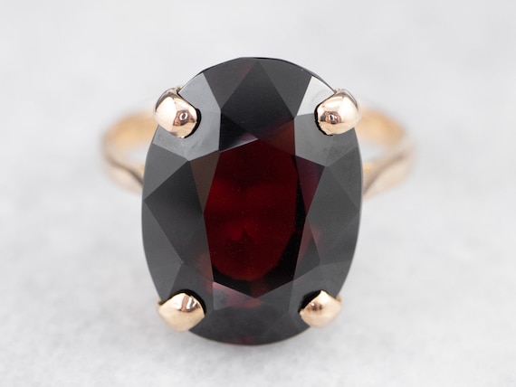 Vintage Garnet Cocktail Ring, 14K Gold Garnet Rin… - image 2