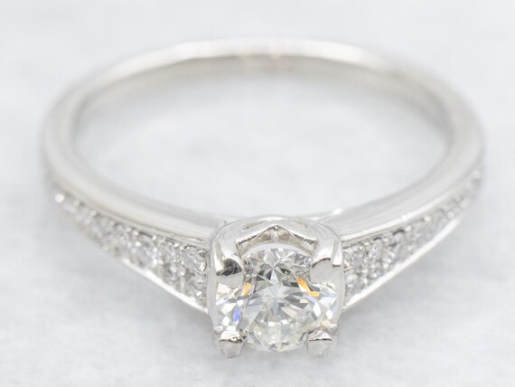 AGS Certified .50 Carat Round Diamond Platinum Engagement Ring