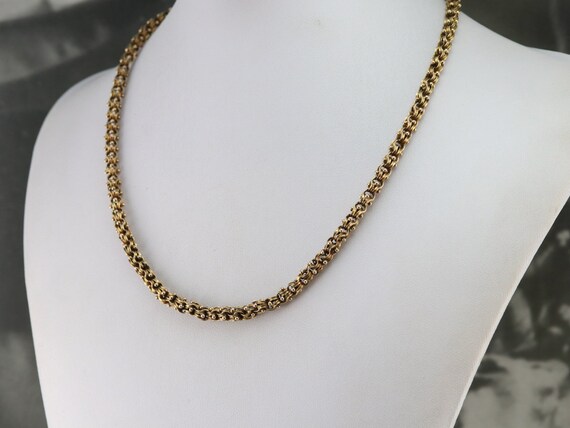 Victorian Gold Link Chain Necklace, Ornate Victorian Chain