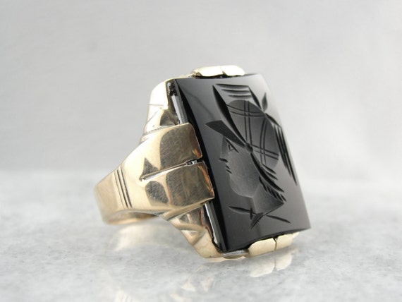 Black onyx roman soldier ring deals