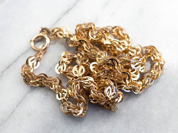 Vintage Yellow Gold Statement Chain, Filigree Lin… - image 5