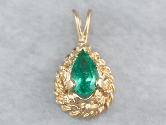 Emerald Gold Pendant, Teardrop Pendant, Layering … - image 2