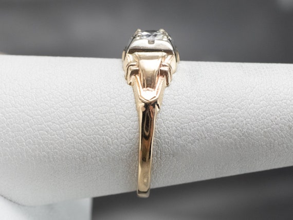Retro Diamond Solitaire Ring, 10K Two Tone Gold E… - image 9