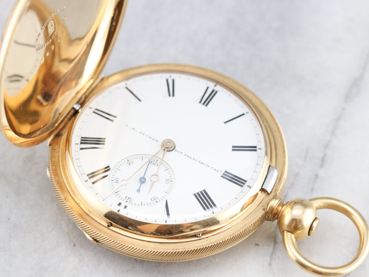 アンティーク 1860 J.W. タッカー ゴールドハンター 懐中時計