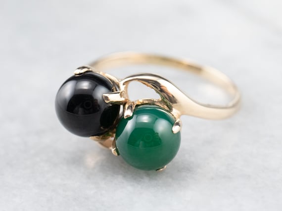 Black and Green Onyx Statement Ring, Onyx Bypass … - image 3