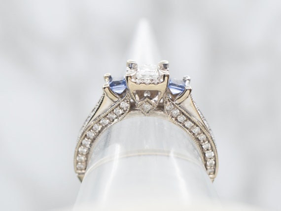 White Gold Princess Cut Diamond Engagement Ring w… - image 3