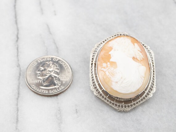 Greek Muse Polymnia Cameo Brooch or Pendant, Whit… - image 7