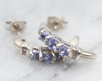 14K White Gold Tanzanite Diamond Drop Earrings