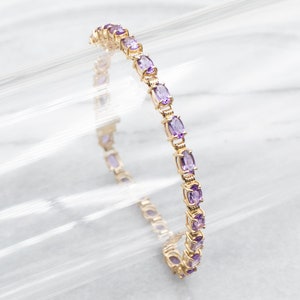 Gold Amethyst Tennis Bracelet, Tennis Bracelet, Amethyst Bracelet, Amethyst, Layering Bracelet, Gemstone Bracelet, Gift for Her A35935