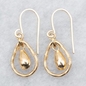 Teardrop Shaped Drop Earrings, Yellow Gold Drops, Yellow Gold Earrings, Gold Drop Earrings, Drop Earrings, Teardrop Drops, Earrings A49690
