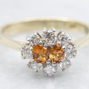 Two Tone Gold Spessartite Garnet Ring, Garnet and Diamond Ring, Orange Garnet Ring, Garnet Jewelry, Gifts for Her A62594