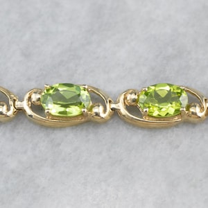 Peridot Gold Tennis Bracelet, Layering Bracelet, August Birthstone, Bridal Jewelry, Anniversary Gift, 8X3HEN7R