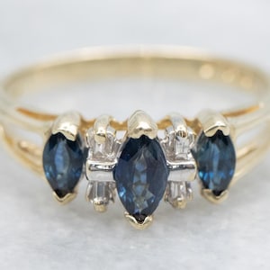 Marquise Sapphire and Diamond Band, Color Stone Band, Sapphire Stacking Band, Anniversary Band, Yellow Gold Sapphire Band A65086