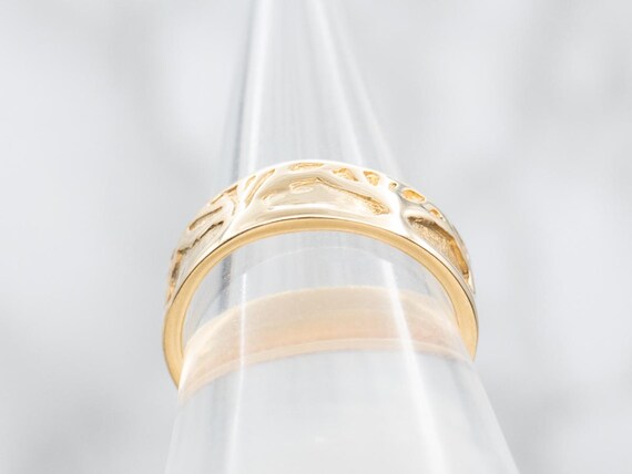 14k Yellow Gold Tree Pattern Band, Nature Inspire… - image 3