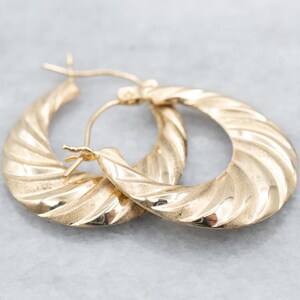 Twisted Gold Hoop Earrings, Vintage Hoop Earrings, Yellow Gold Hoop Earrings, Anniversary Gift, Birthday Gift A16416