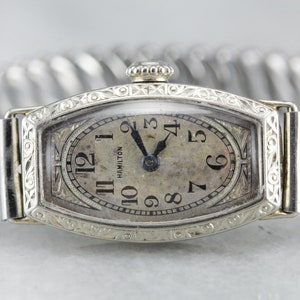 1930er Jahre Hamilton Armbanduhr, Weißgold Uhr, Damen Armbanduhr, Uhr Sammler E8QAWQZY