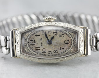 1930's Hamilton Wrist Watch, White Gold Watch, Ladies Wrist Watch, Watch Collector E8QAWQZY